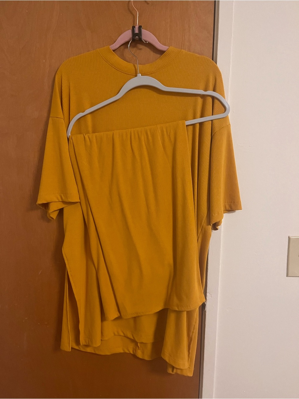Dressed in LALA Mustard Yellow Wide-Leg Pant Set - Picture 5 of 6
